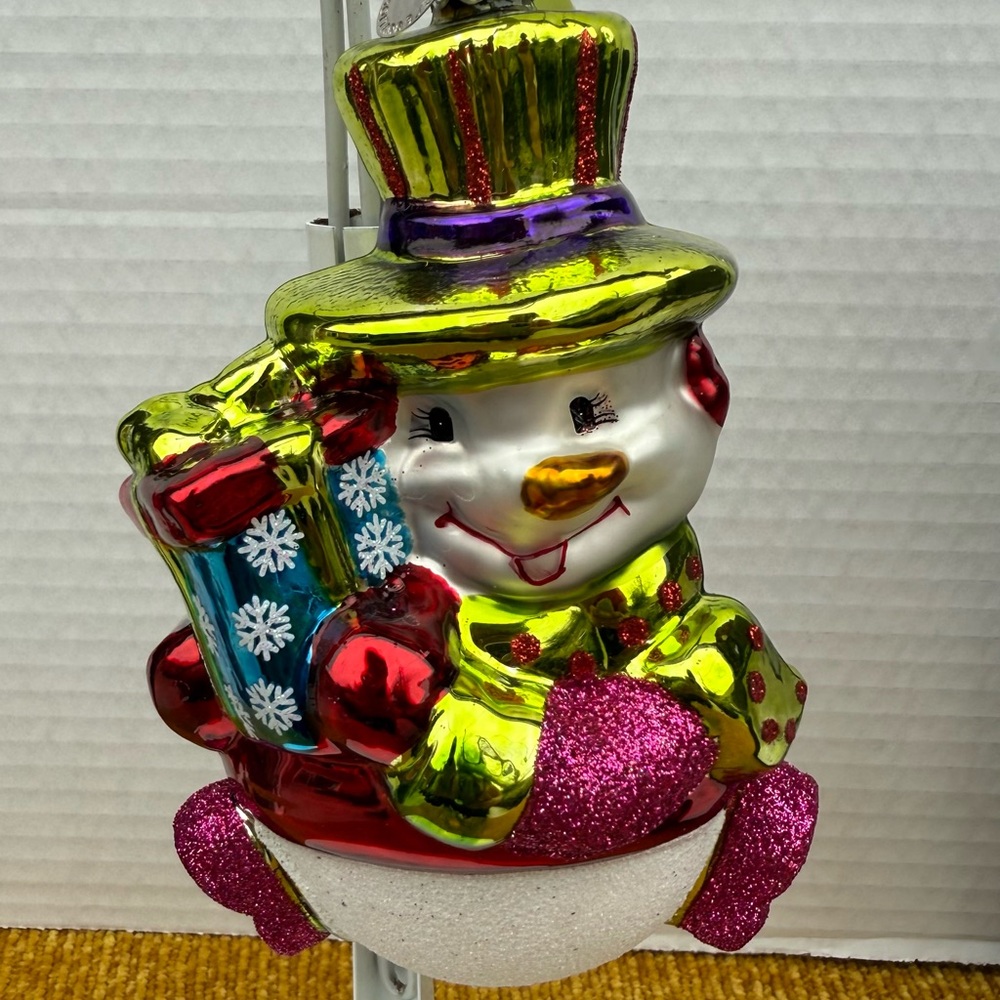 Festive Snowman Ornament with Gifts